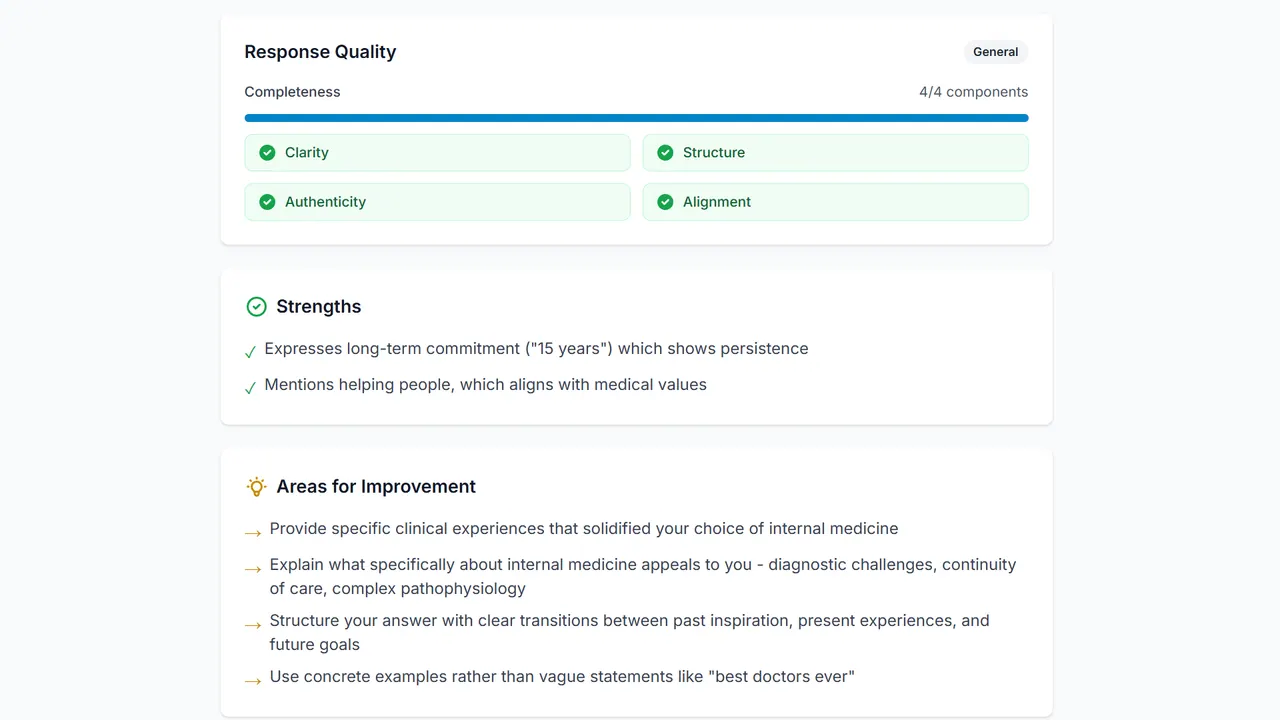 BeMedResident AI interview feedback
